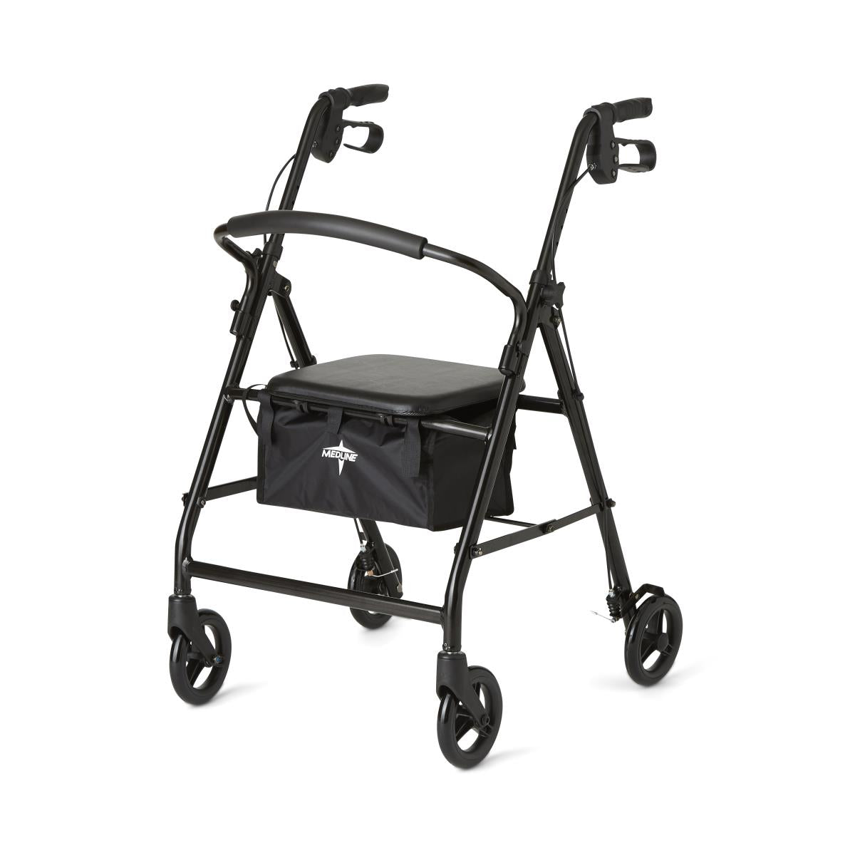 Rollator, Basic, Black, Steel, 6" MDS86830EBLS