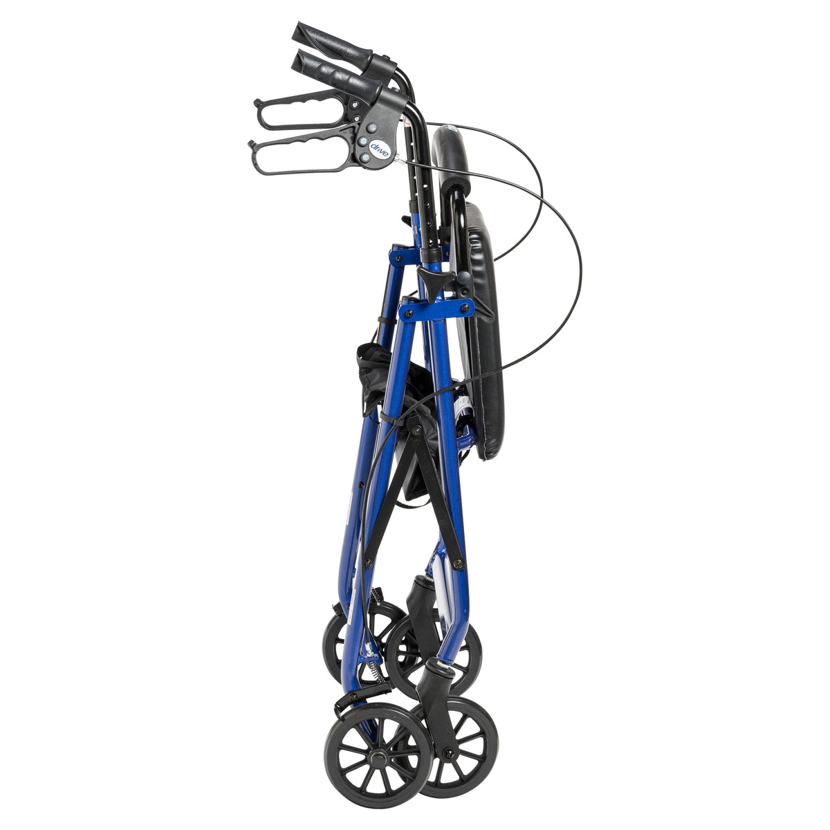 Rollator Rolling Walker with 6" Wheels, Fold Up Removable Back Support and Padded Seat, Blue