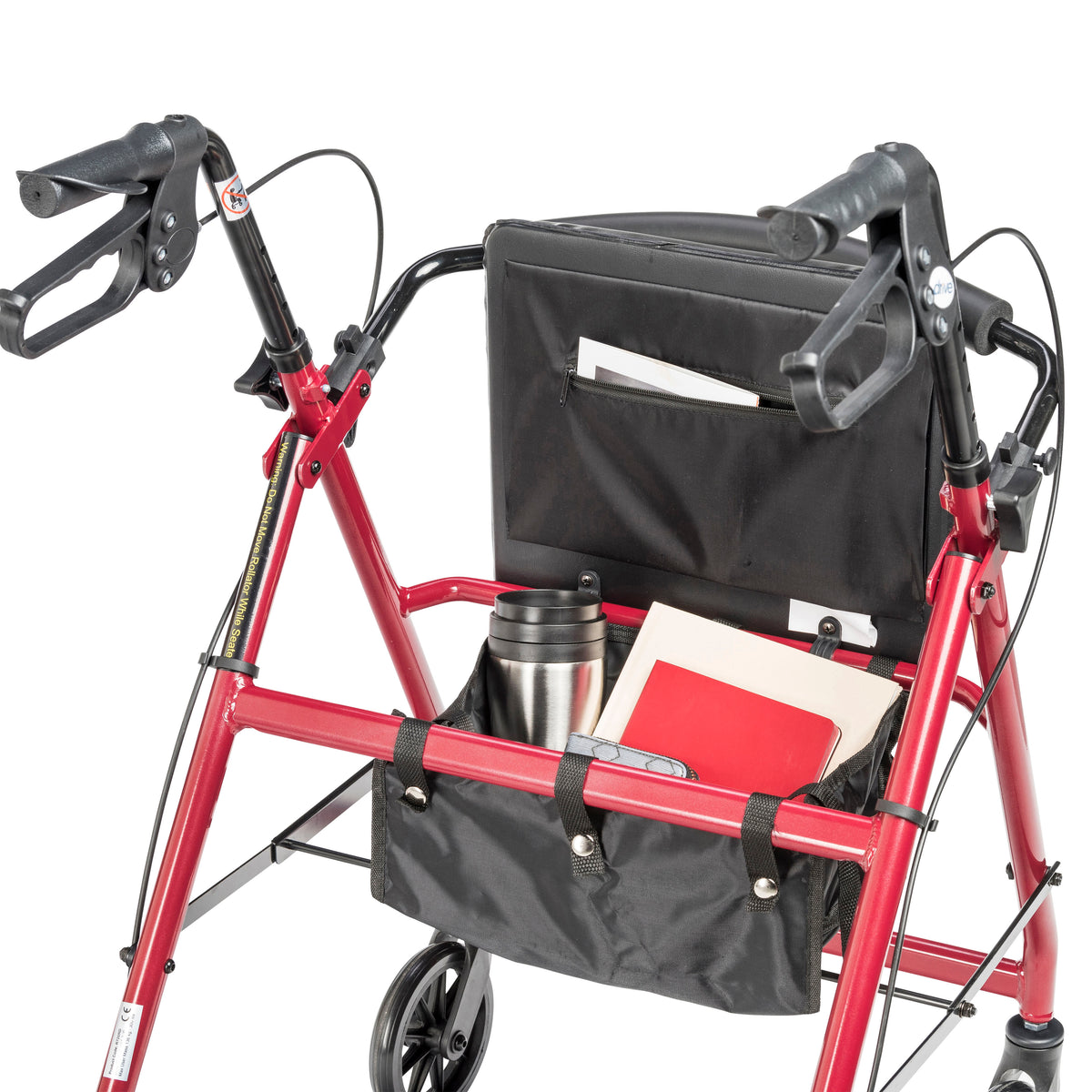 Adjustable Height Rollator Rolling Walker with 6" Wheels, Red