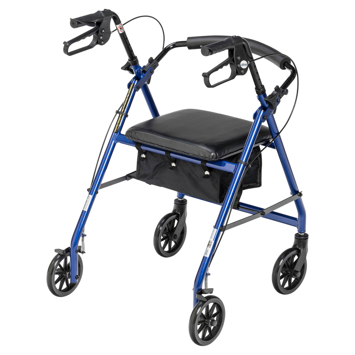 Rollator Rolling Walker with 6" Wheels, Fold Up Removable Back Support and Padded Seat, Blue