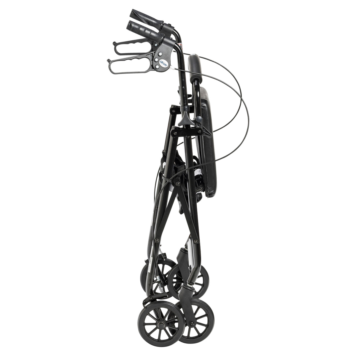 Rollator Rolling Walker with 6" Wheels, Fold Up Removable Back Support and Padded Seat, Black