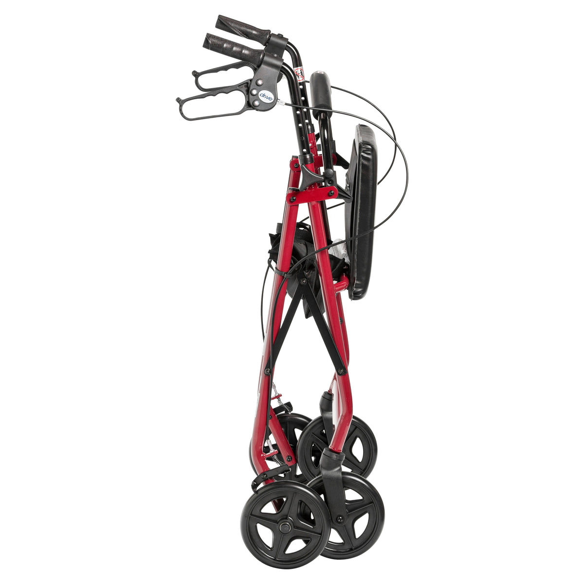 Aluminum Rollator Rolling Walker with Fold Up and Removable Back Support and Padded Seat, Red
