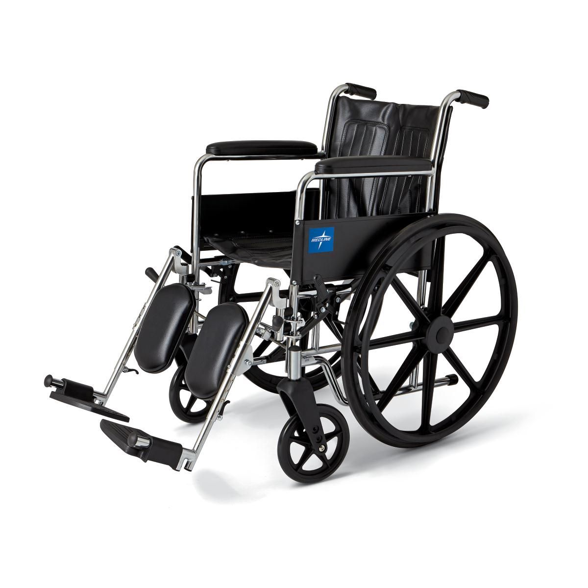 Medline Excel 2000 Series Wheelchair with Permanent Arms and Fixed/Removable Footrests