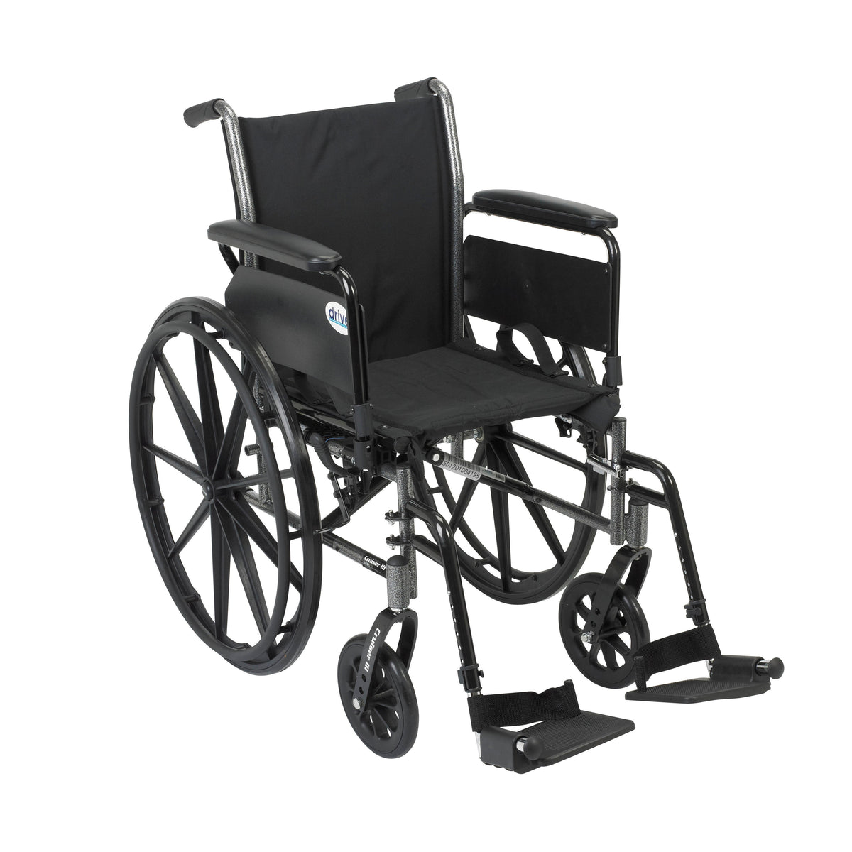 Cruiser III Light Weight Wheelchair with Flip Back Removable Arms, 20" Seat, Full Arms, Swing Away Footrests, additional view