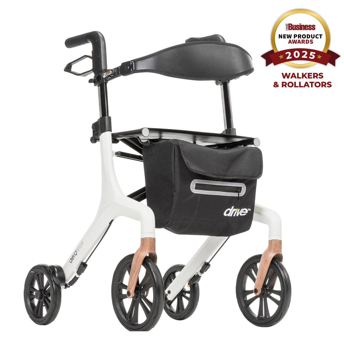 AeroWalk Ultra-Lite Rollator Rolling Walker, White