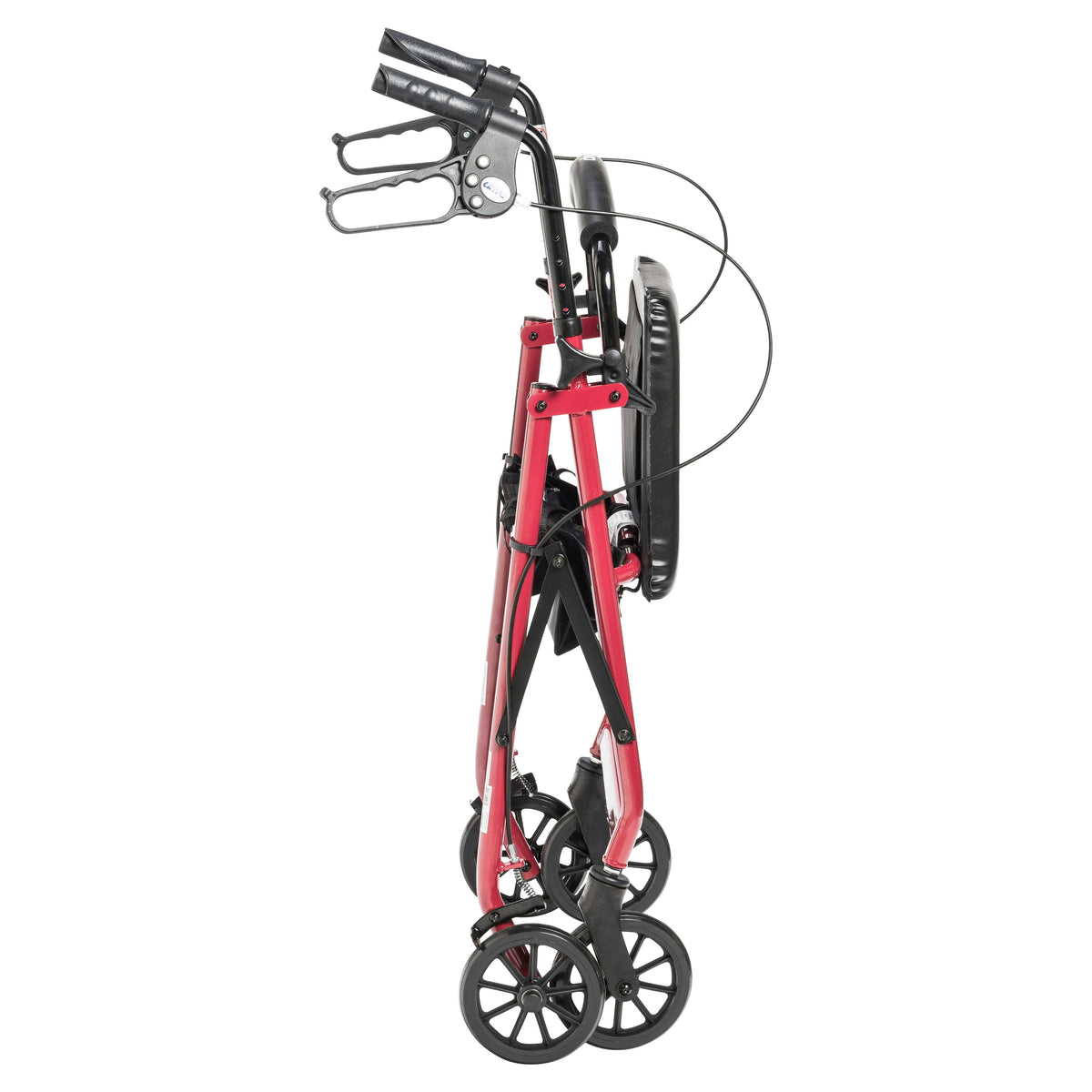 Rollator Rolling Walker with 6" Wheels, Fold Up Removable Back Support and Padded Seat, Red