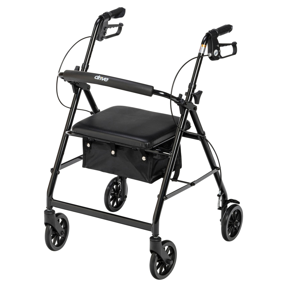 Rollator Rolling Walker with 6" Wheels, Fold Up Removable Back Support and Padded Seat, Black