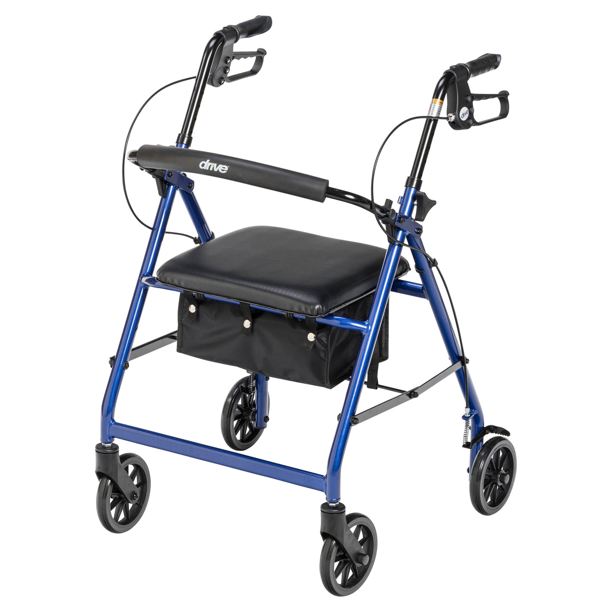 Rollator Rolling Walker with 6" Wheels, Fold Up Removable Back Support and Padded Seat, Blue