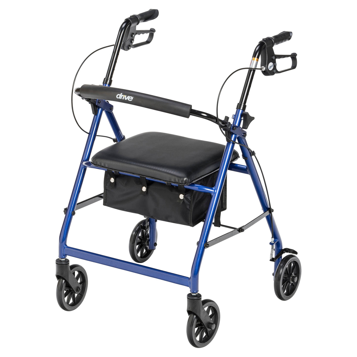 Rollator Rolling Walker with 6" Wheels, Fold Up Removable Back Support and Padded Seat, Blue