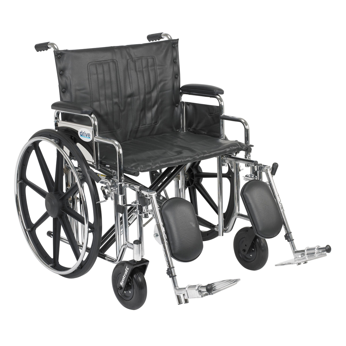 Sentra Extra Heavy Duty Wheelchair, 24" Desk Arms Elevating Leg Rests