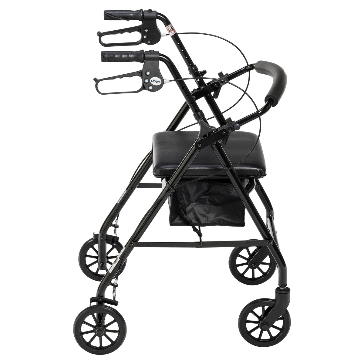 Rollator Rolling Walker with 6" Wheels, Fold Up Removable Back Support and Padded Seat, Black