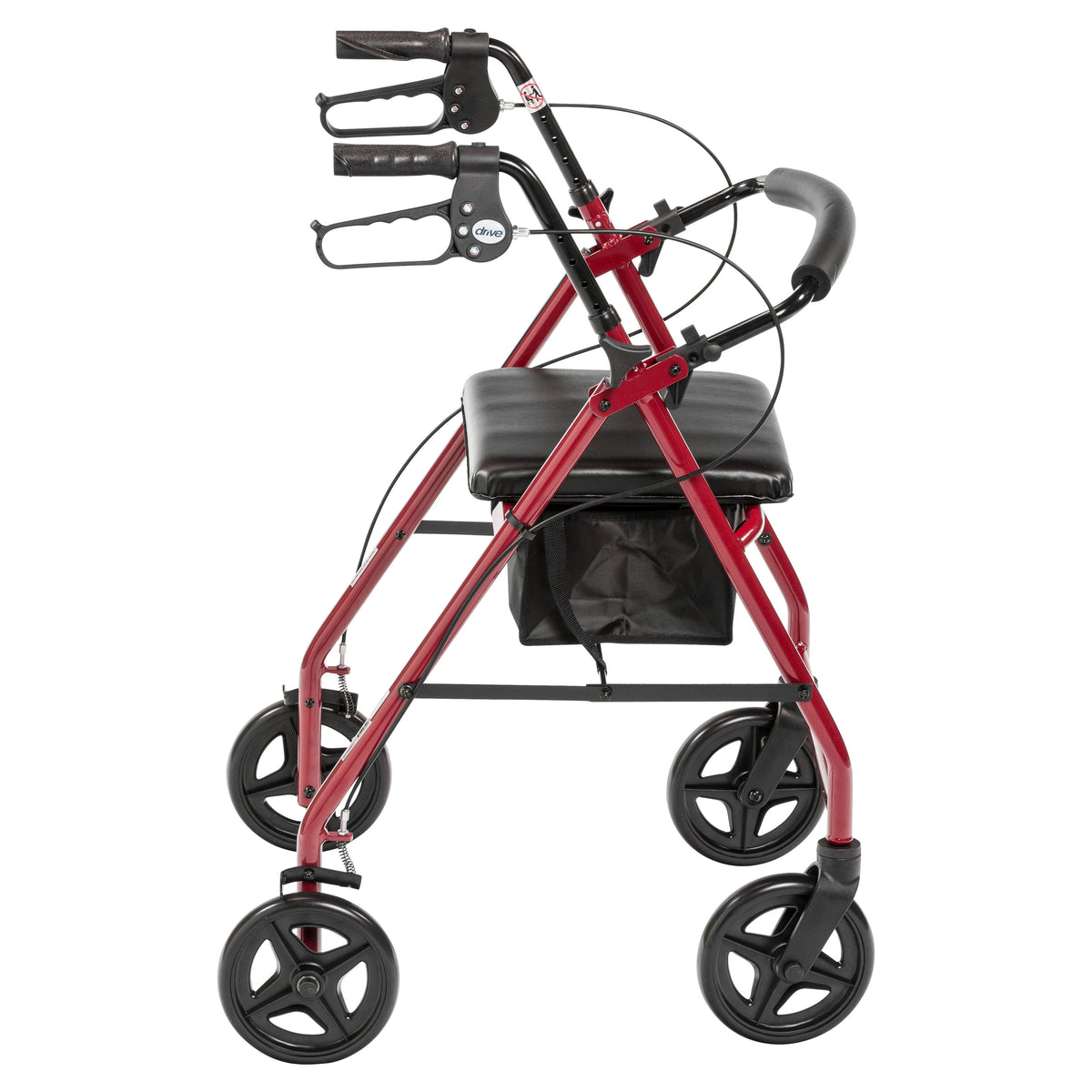 Aluminum Rollator Rolling Walker with Fold Up and Removable Back Support and Padded Seat, Red