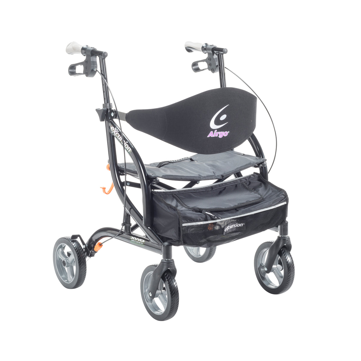 eXcursion XWD Heavy Duty Rollator Rolling Walker, Pearl Black