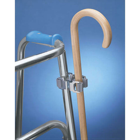 Double Sided Clip-On Cane Holder for Walkers and Wheelchairs