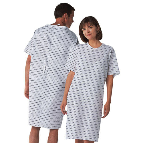 Patient Gown with Overlap Back Tie PK/3