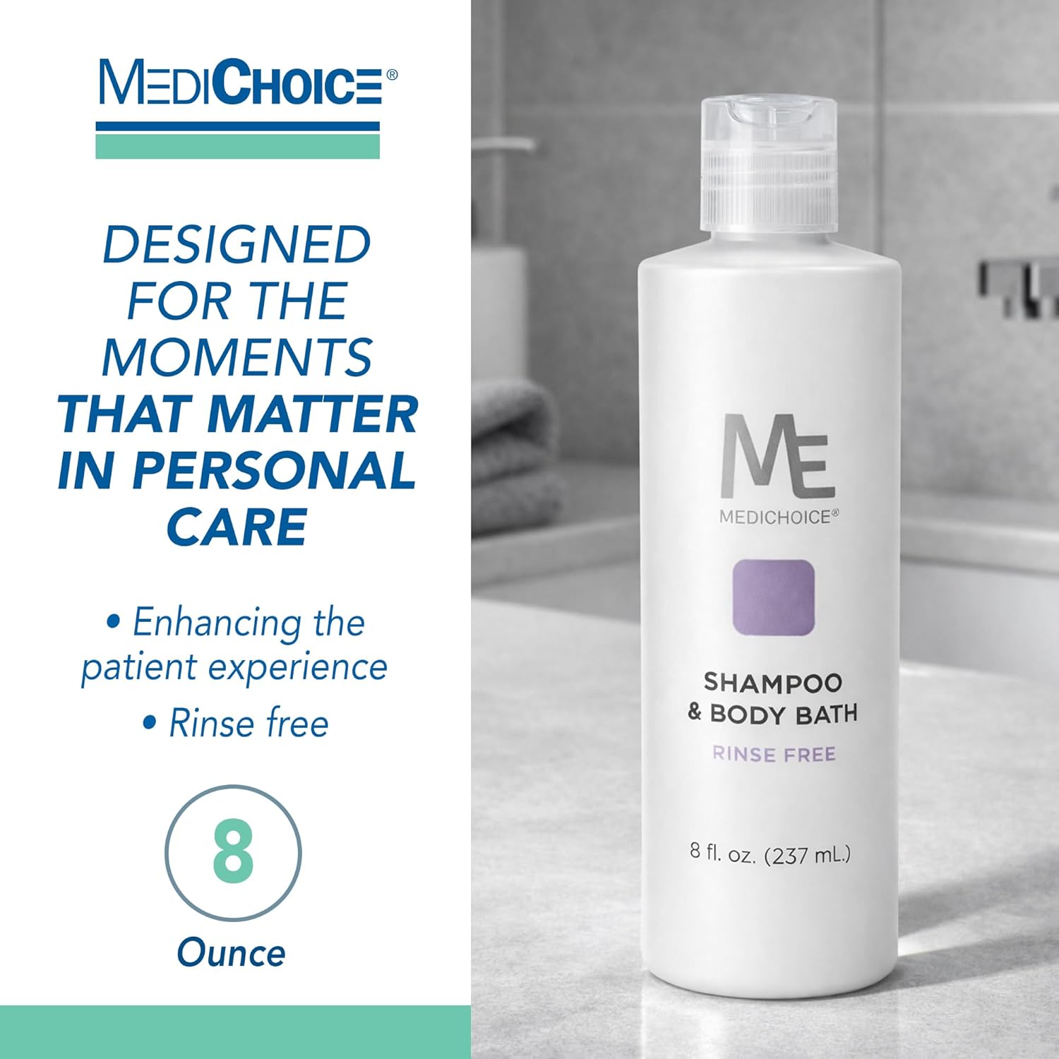 ME MediChoice No-Rinse Shampoo and Body Bath 8 oz (PC9080) 2 PACK