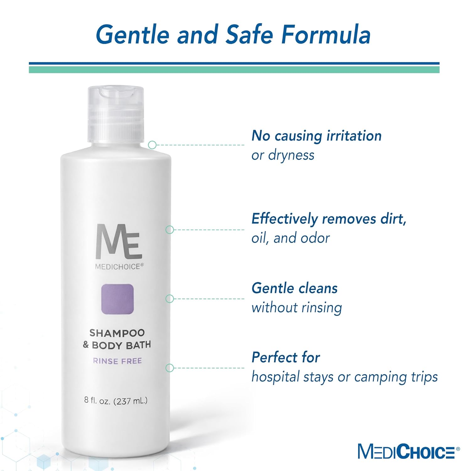 ME MediChoice No-Rinse Shampoo and Body Bath 8 oz (PC9080) 2 PACK