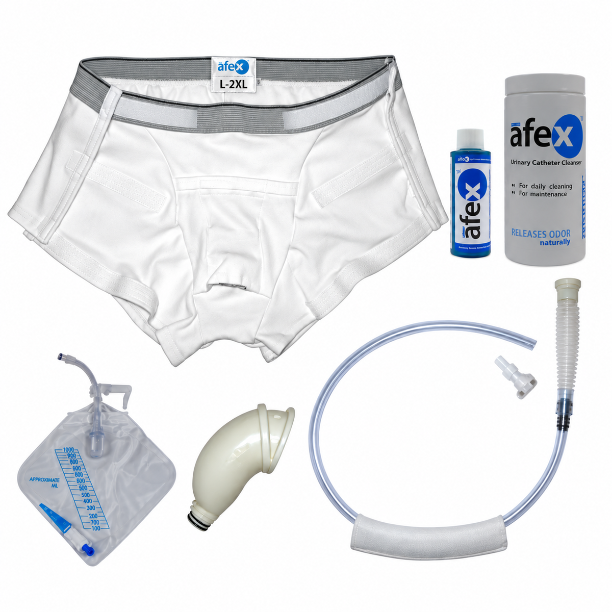 Afex Night Time Incontinence Management Kit with Open-Sided Briefs A100-N-OS