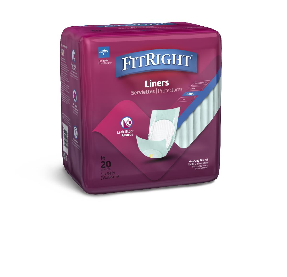 Fitright Incontinence Liners, Heavy, 13" FITLINER300Z