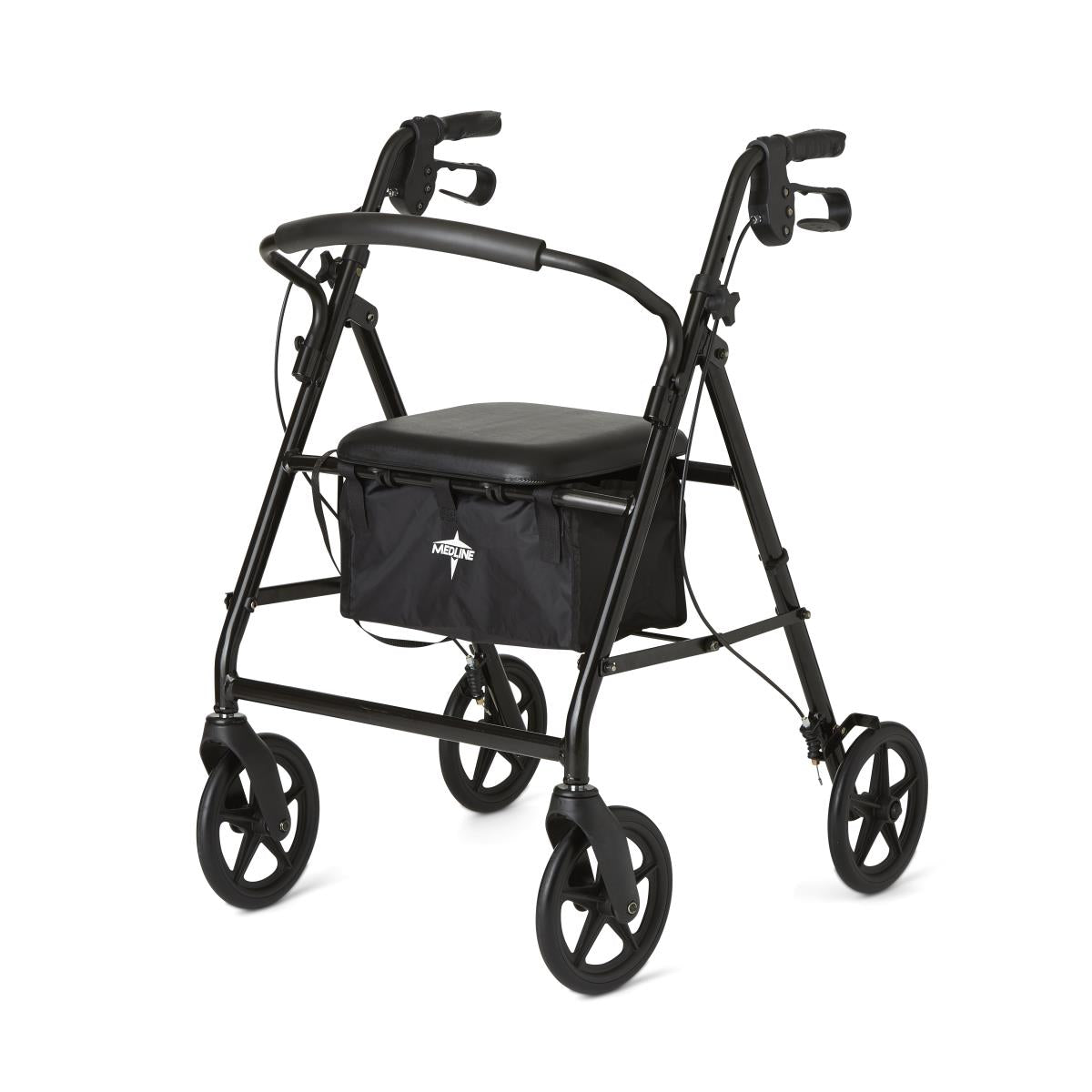 Rollator, Basic, Black, Steel, 8" MDS86830EBLS8