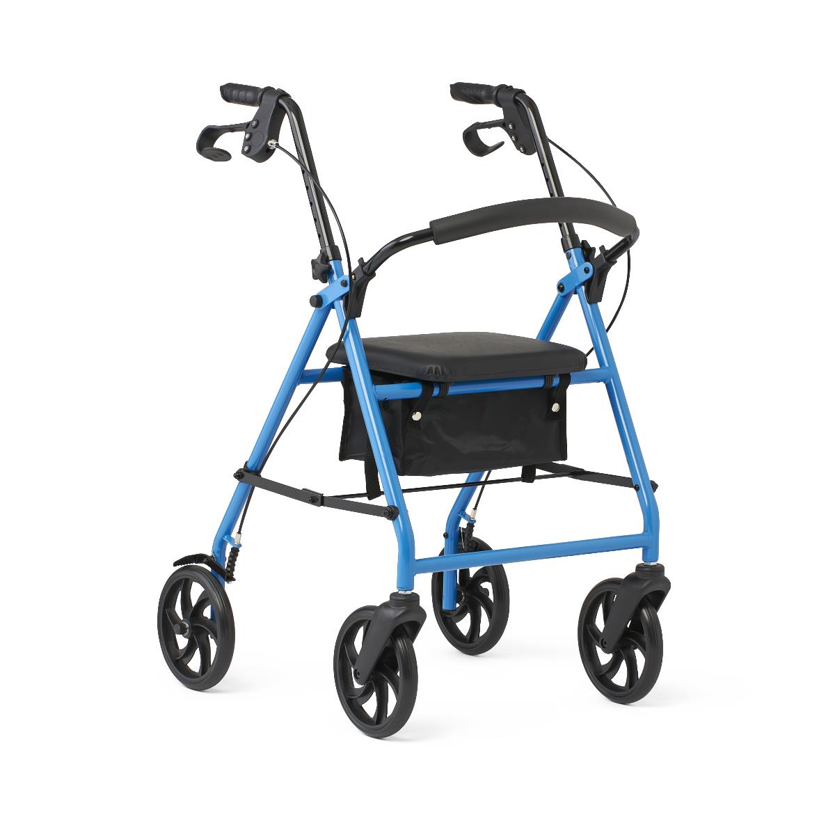 Rollator, Basic, Steel, 8", Light Blue MDS86840EBS8