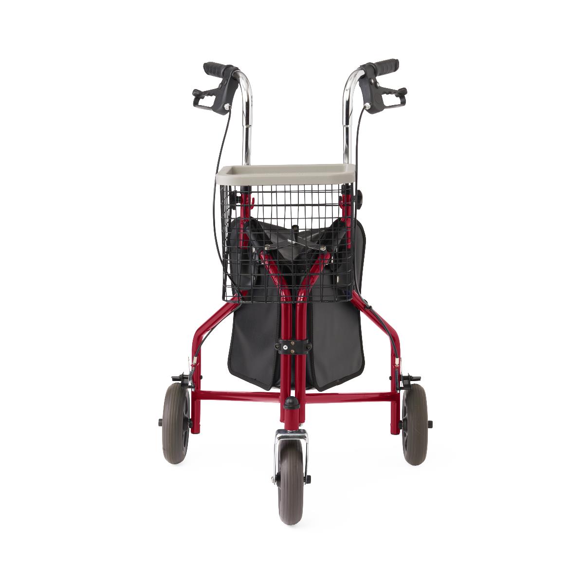 Three Wheeled Steel Rollator, Burgundy MDS86840TRIR