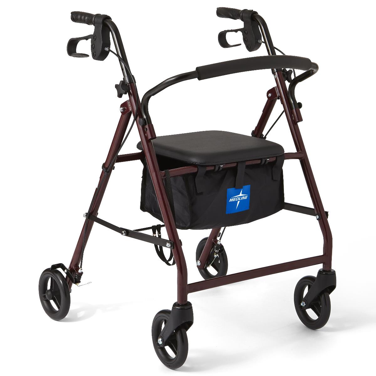 Rollator, Basic, Steel, 6", Burgundy MDS86850ES