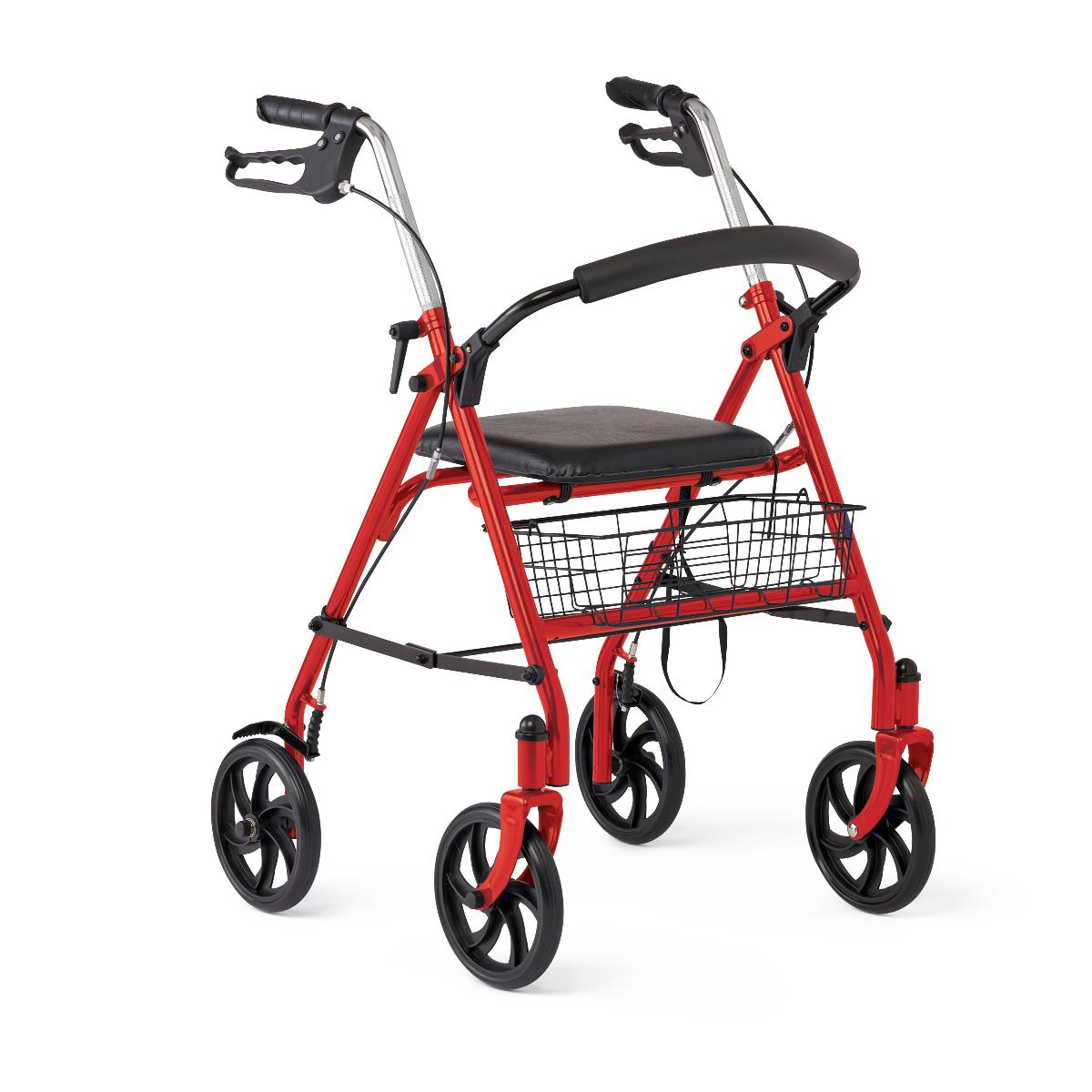 Rollator, Steel, 8", Red MDS86860ERS8