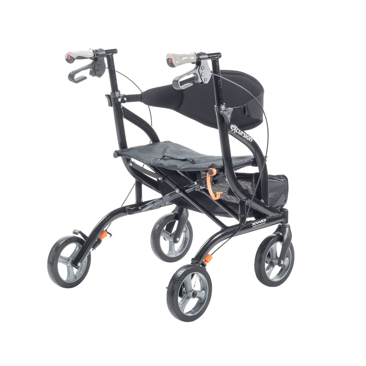 eXcursion XWD Heavy Duty Rollator Rolling Walker, Pearl Black