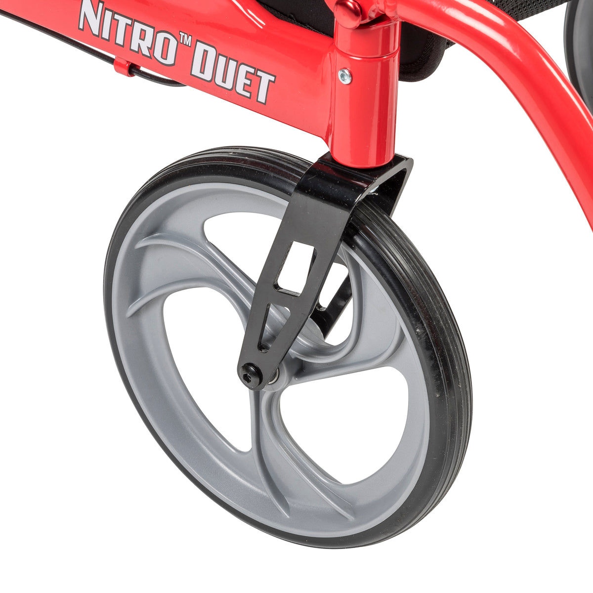Nitro Duet Dual Function Transport Wheelchair and Rollator Rolling Walker, Red