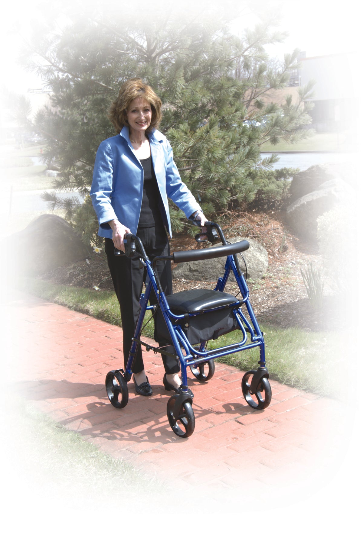 Duet Dual Function Transport Wheelchair Rollator Rolling Walker, Blue