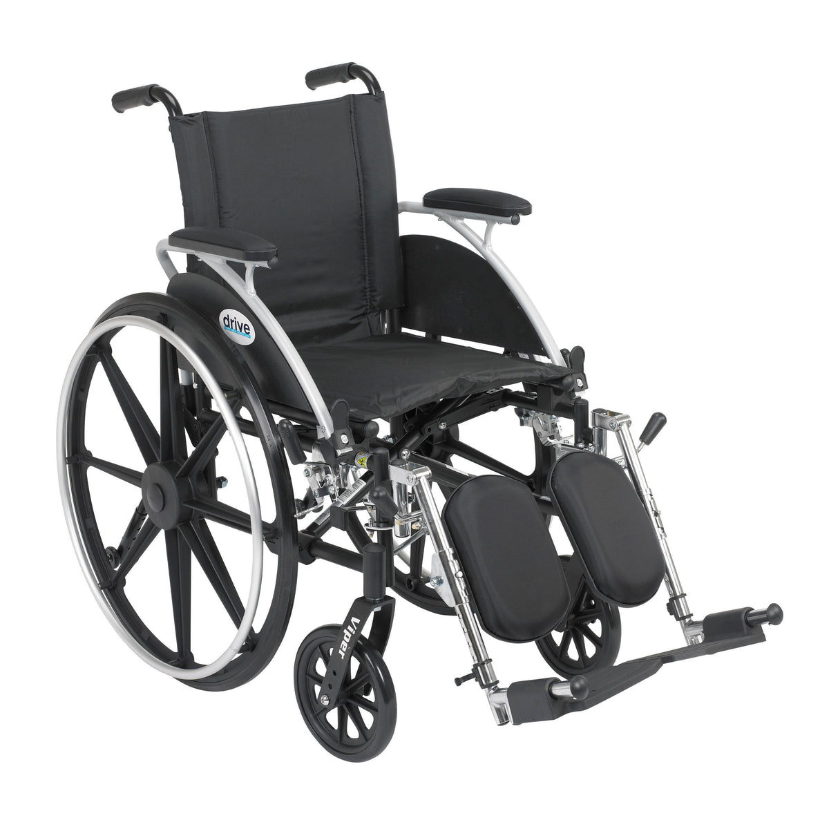 Viper Wheelchair with Flip Back Removable Desk Arms, 14" Seat, Elevating Leg Rests