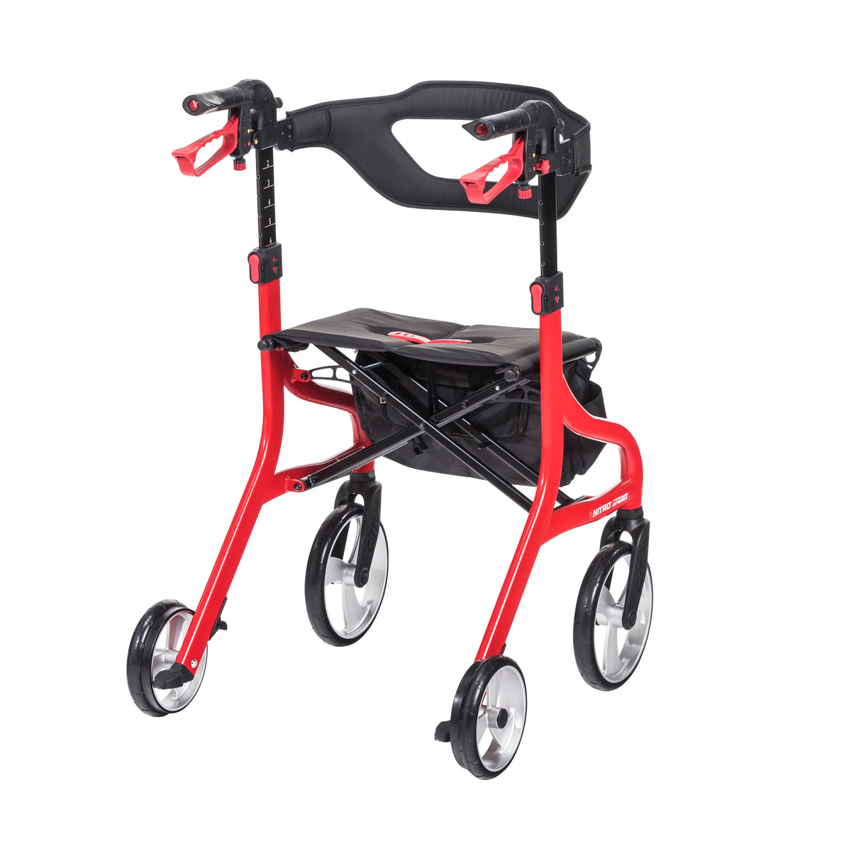 Nitro Sprint Rollator Rolling Walker, Tall, Red