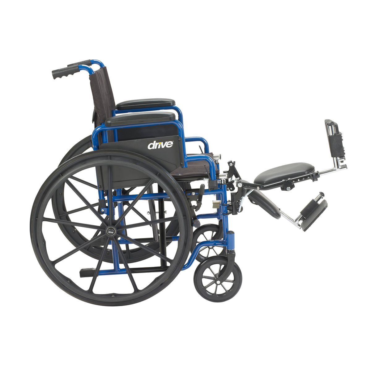 Blue Streak Wheelchair with Flip Back Desk Arms, Elevating Leg Rests, 20" Seat
