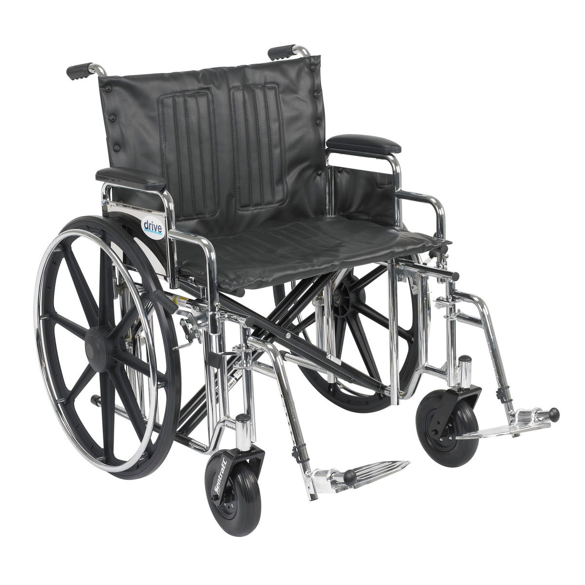 Sentra Extra Heavy Duty Wheelchair, 24" Desk Arms Swing-Away Footrests