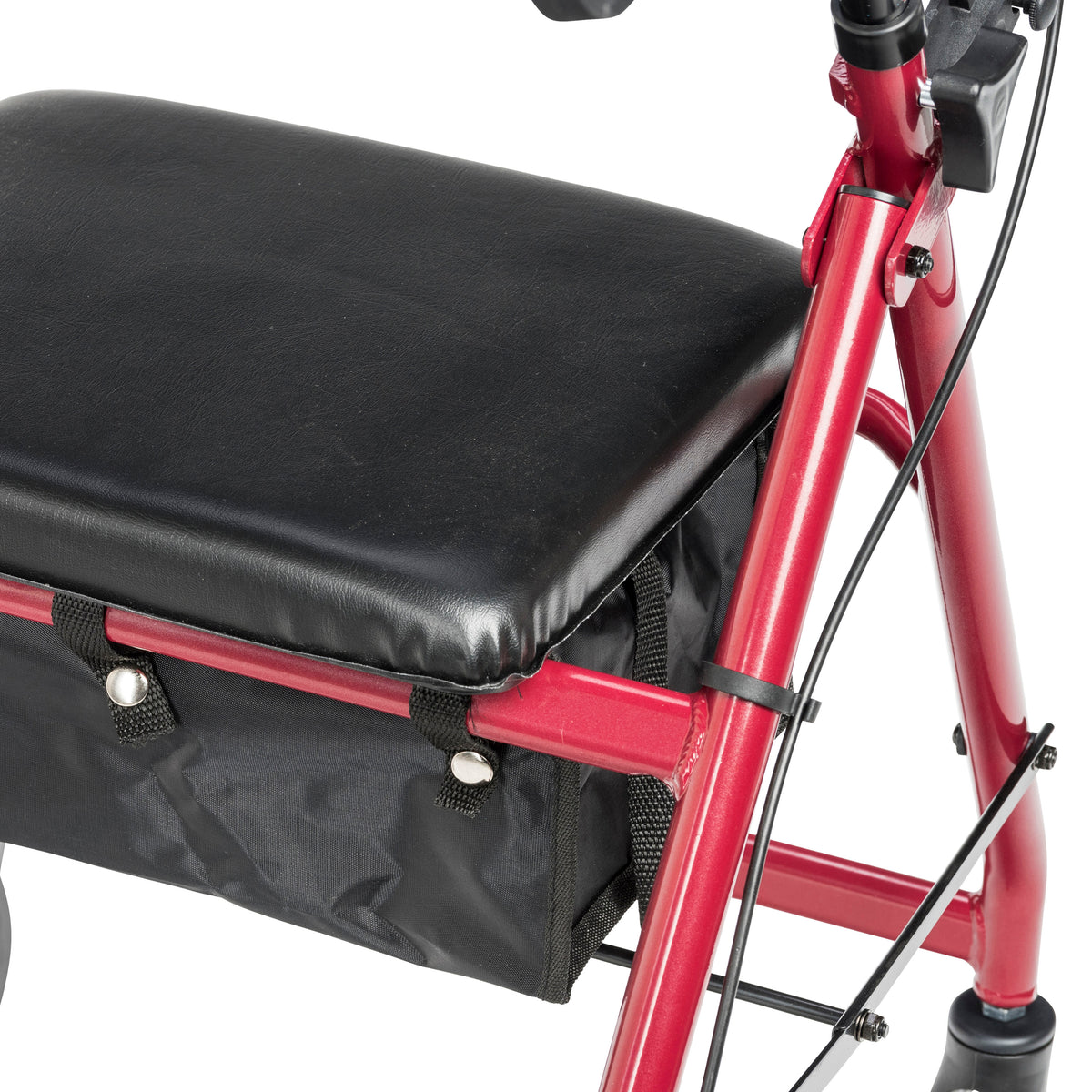 Rollator Rolling Walker with 6" Wheels, Fold Up Removable Back Support and Padded Seat, Red