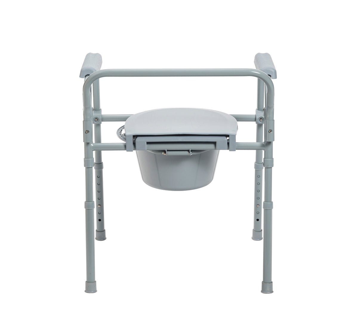 Steel Folding Deep Seat Bedside Commode, Gray