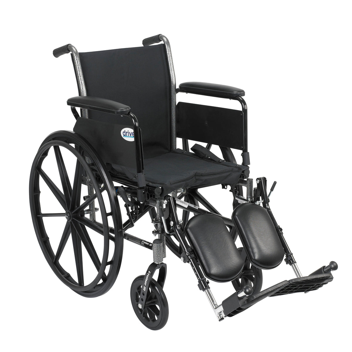 Cruiser III Light Weight Wheelchair with Flip Back Removable Arms, 20" Seat, Full Arms, Elevating Leg Rests