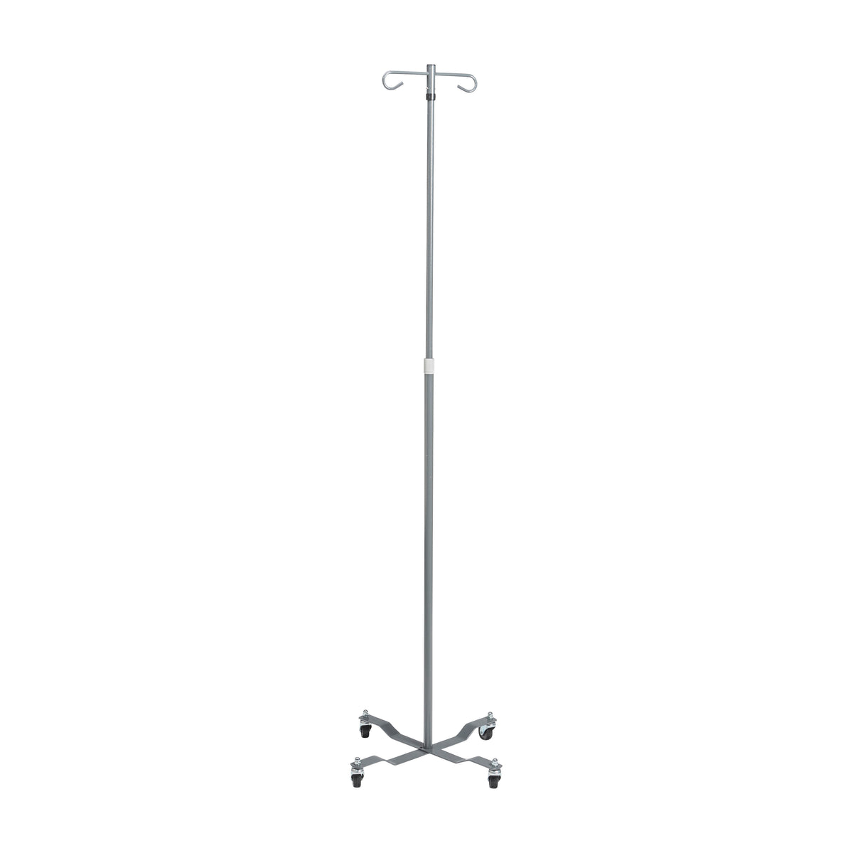 Economy Removable Top I. V. Pole, 2 Hook Top, Silver Vein