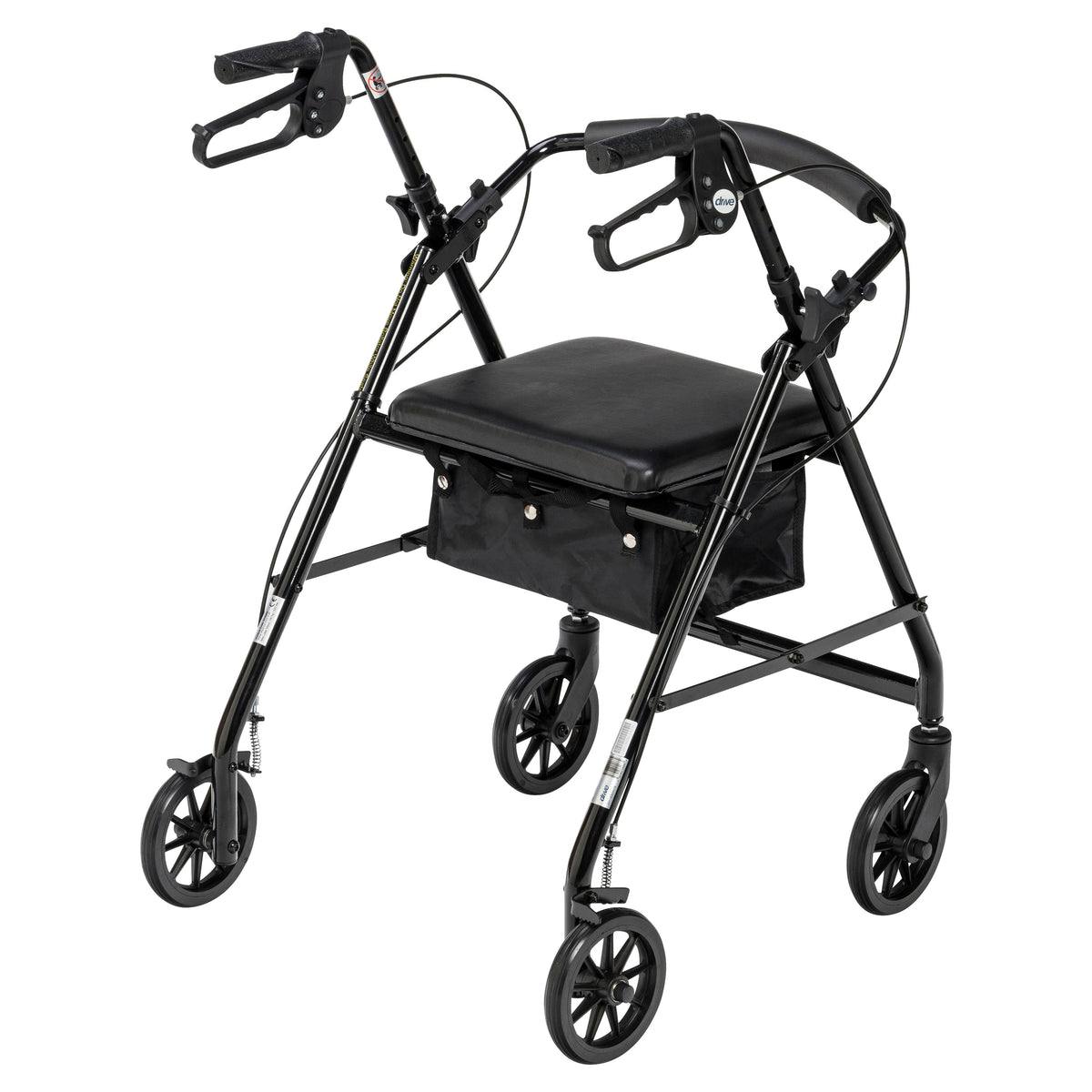 Rollator Rolling Walker with 6" Wheels, Fold Up Removable Back Support and Padded Seat, Black