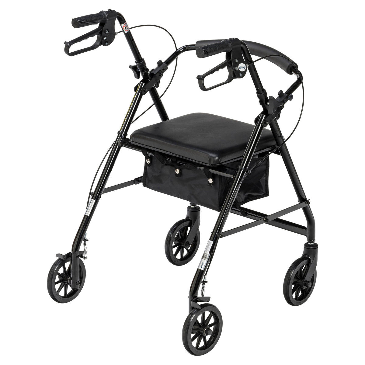 Rollator Rolling Walker with 6" Wheels, Fold Up Removable Back Support and Padded Seat, Black