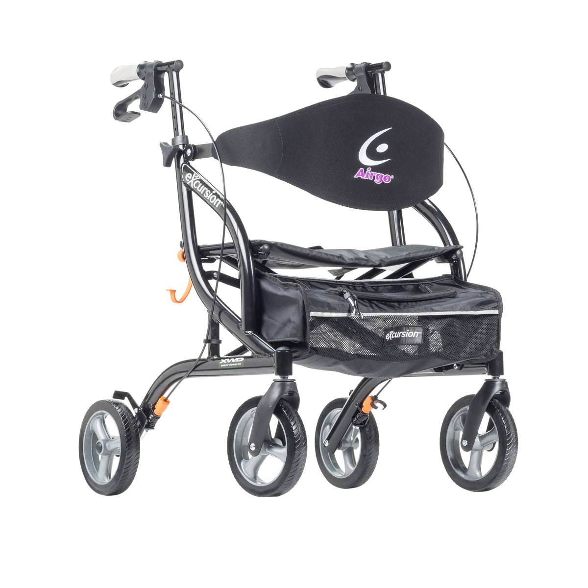 eXcursion XWD Heavy Duty Rollator Rolling Walker, Pearl Black