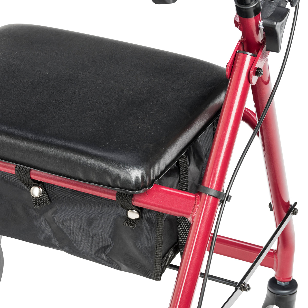 Aluminum Rollator Rolling Walker with Fold Up and Removable Back Support and Padded Seat, Red