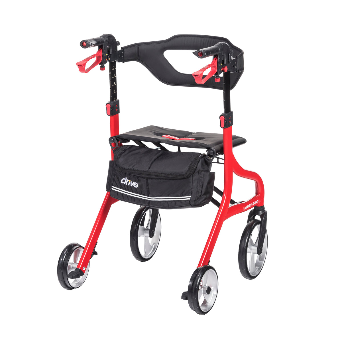 Nitro Sprint Rollator Rolling Walker, Tall, Red