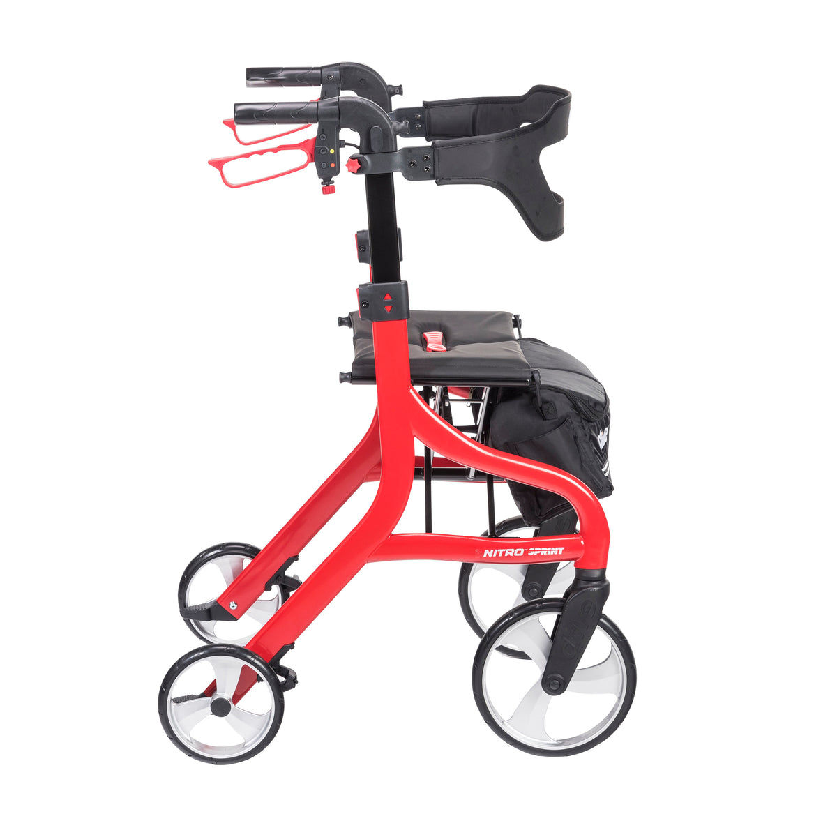 Nitro Sprint Rollator Rolling Walker, Tall, Red