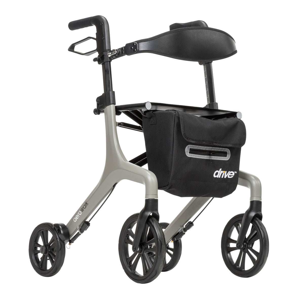 AeroWalk Ultra-Lite Rollator Rolling Walker, Grey