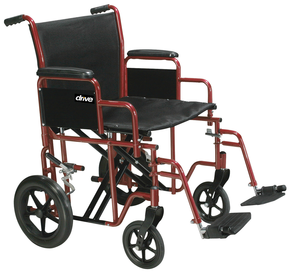 Bariatric Heavy Duty Transport Wheelchair with Swing Away Footrest, 22" Seat, Blue