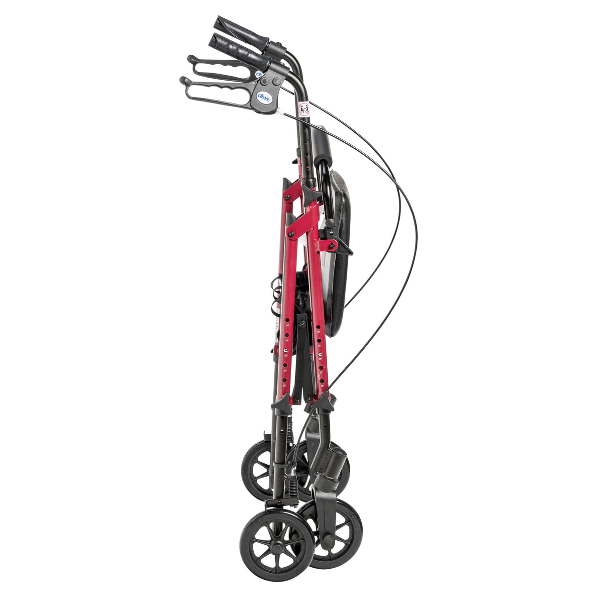 Adjustable Height Rollator Rolling Walker with 6" Wheels, Red