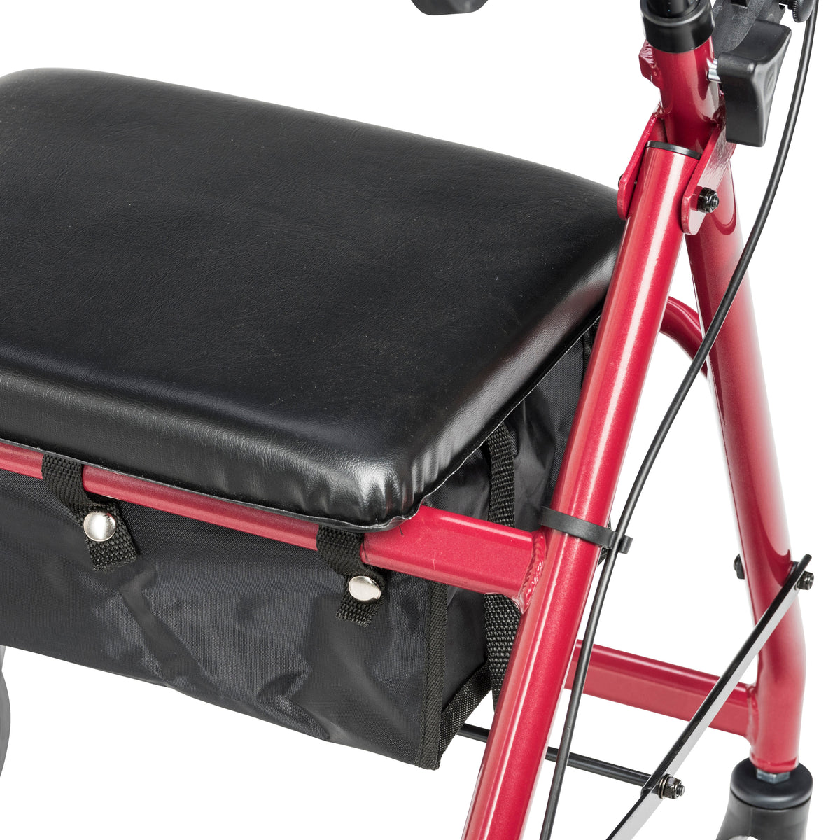 Adjustable Height Rollator Rolling Walker with 6" Wheels, Red