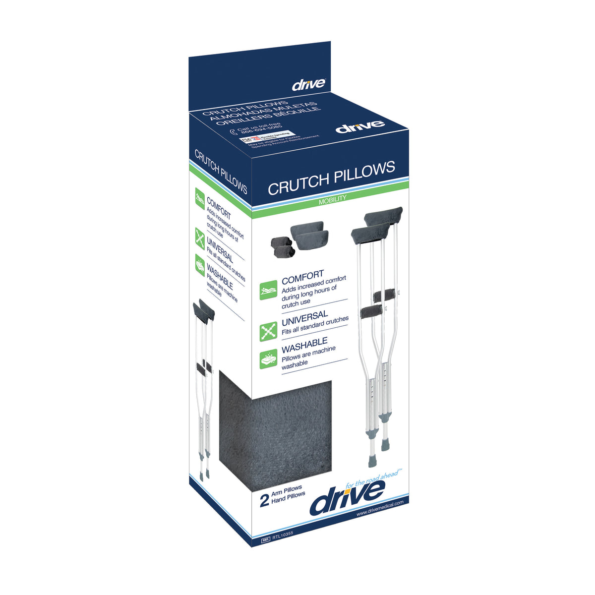 Crutch Pillows Accessory Kit, 1 Pair